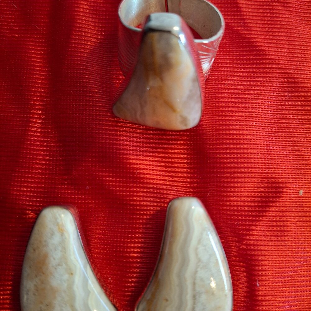 Jay King Java Lace Agate Ring & Earrings